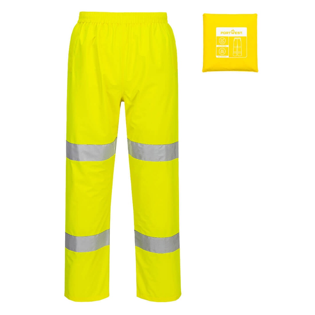 Sovrapantaloni impermeabili leggeri ripiegabili alta visibilità classe 2 – Giallo