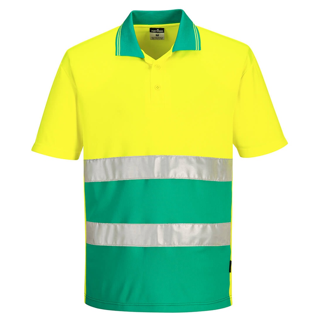 Polo manica corta leggera alta visibilità bicolore classe 1 – Giallo/petrolio