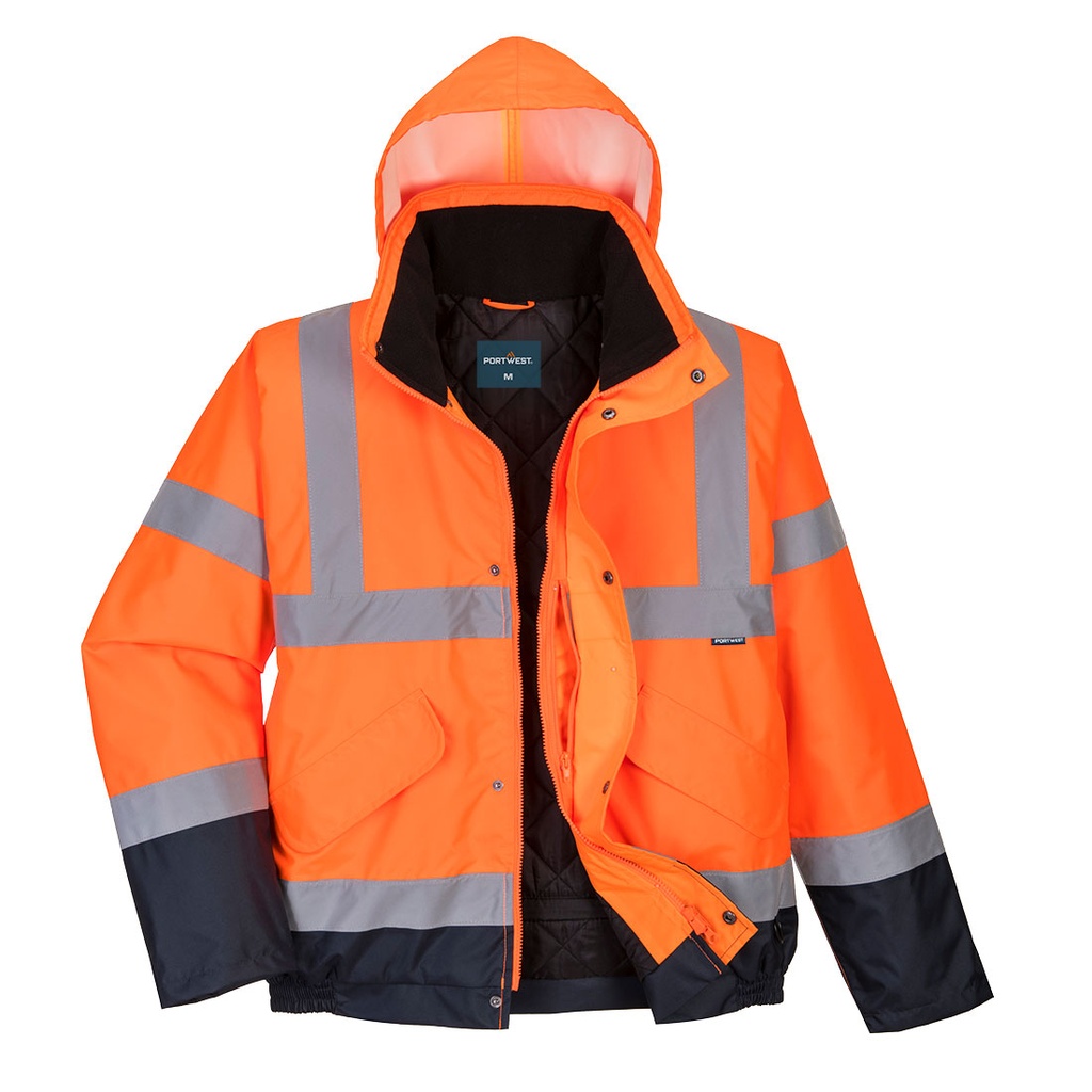 Giubbotto bomber invernale alta visibilità bicolore classe 3 – Arancione/blu navy