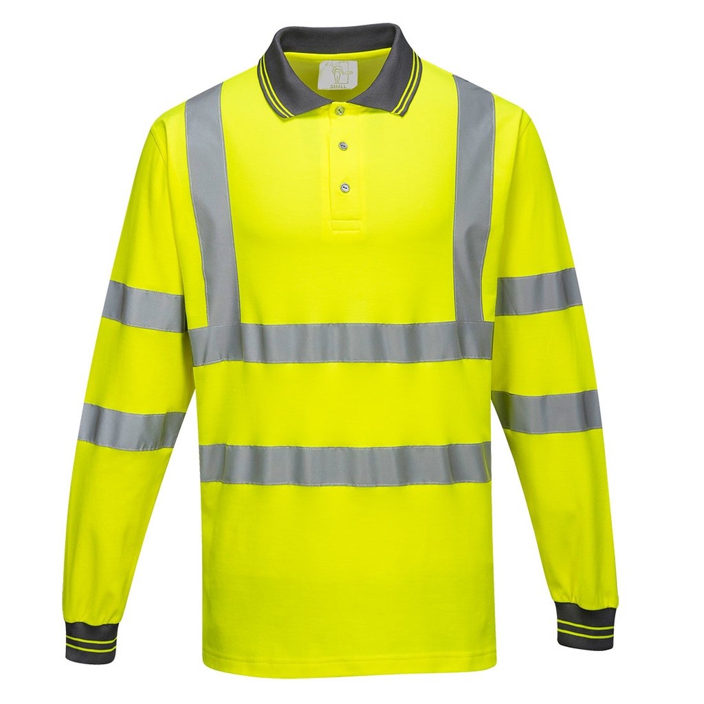 Polo maniche lunghe Cotton Comfort Hi-Vis – Giallo