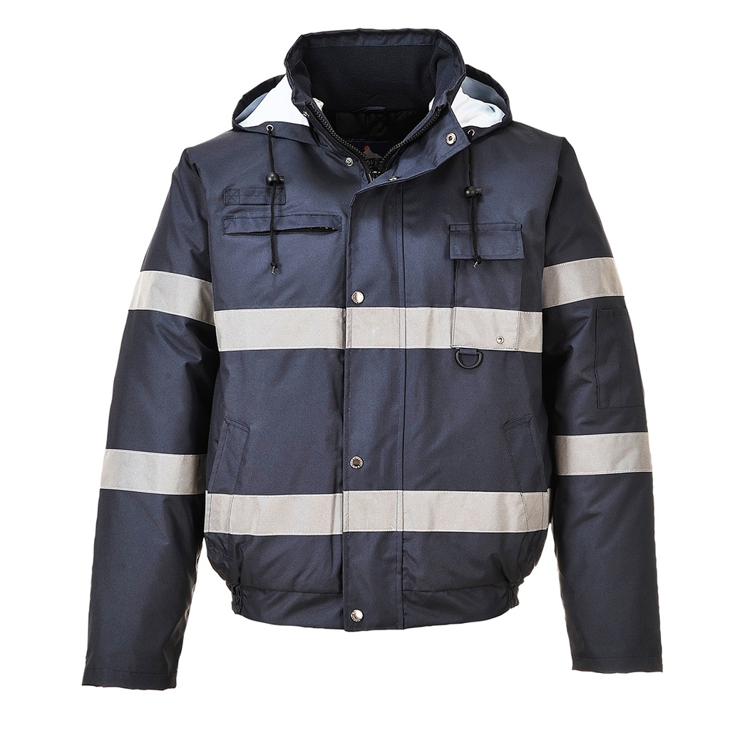 Giubbotto bomber invernale impermeabile visibilità migliorata Iona – Blu navy chiaro