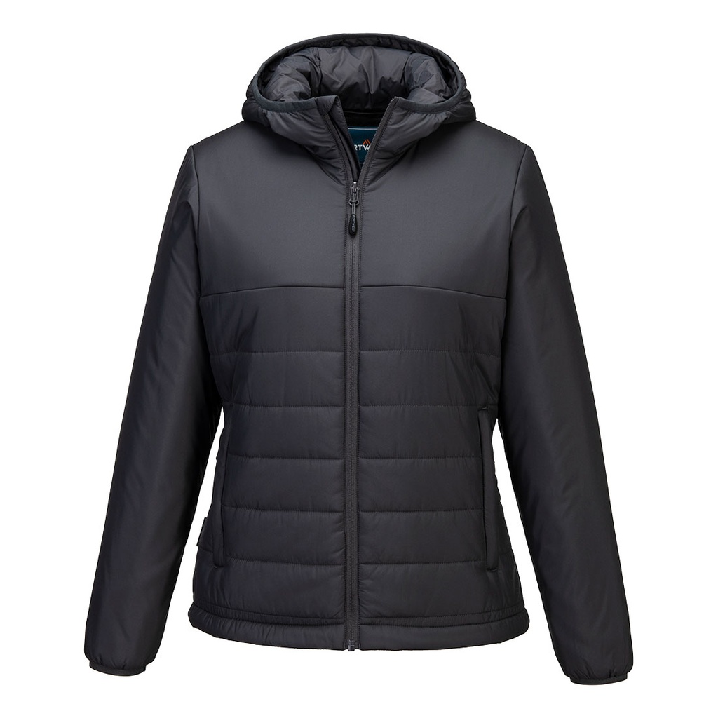 Giacca trapuntata da donna con cappuccio Professional – Grigio metallo