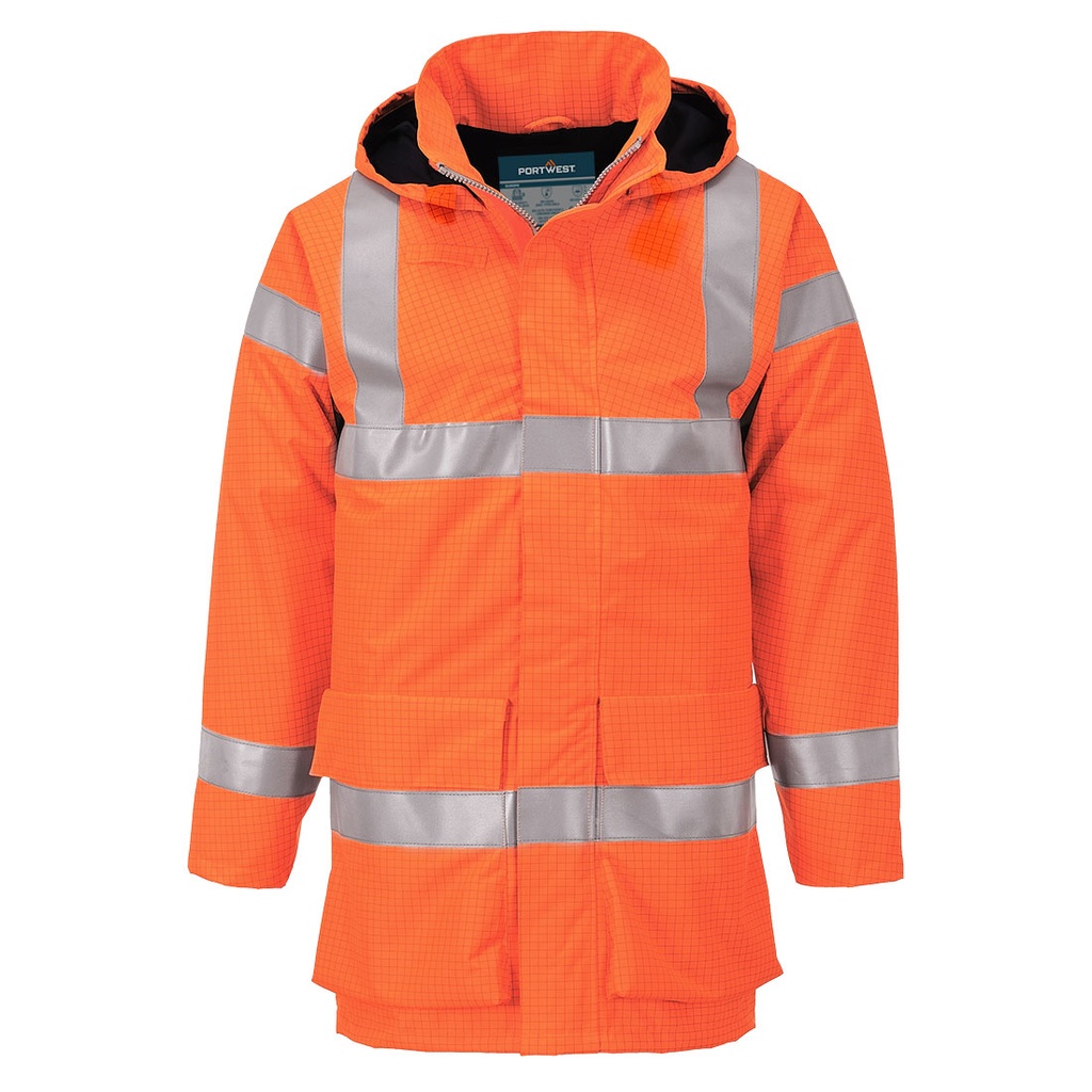 Giacca impermeabile ignifuga alta visibilità Bizflame Rain classe 3 – Arancione