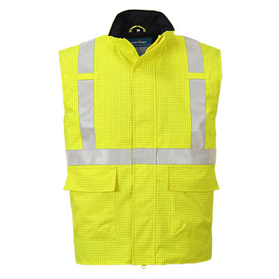 Gilet imbottito ignifugo antistatico alta visibilità Bizflame Rain classe 2 – Giallo