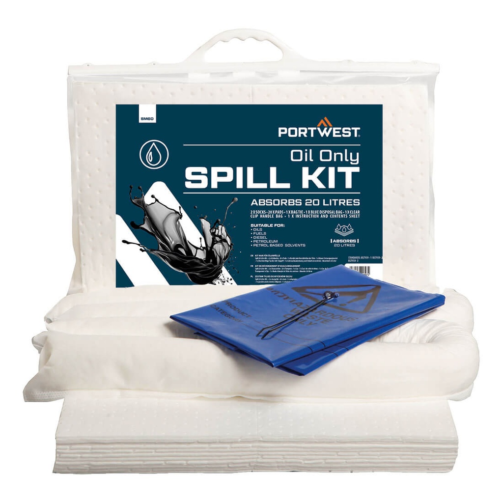 Kit assorbente solo oli 20 l – Bianco