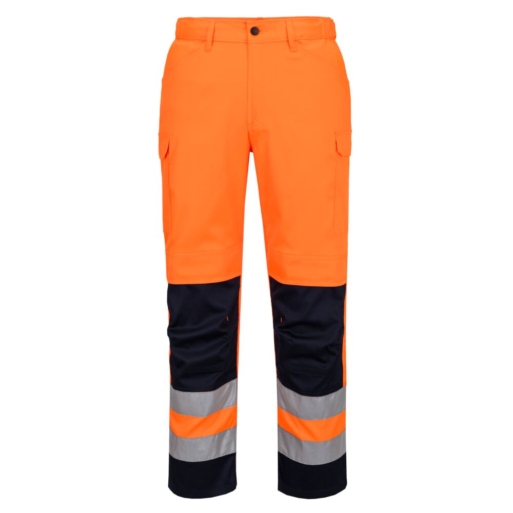 Pantaloni da lavoro leggeri alta visibilità con inserti in rete classe 1/2 – Arancione/blu navy