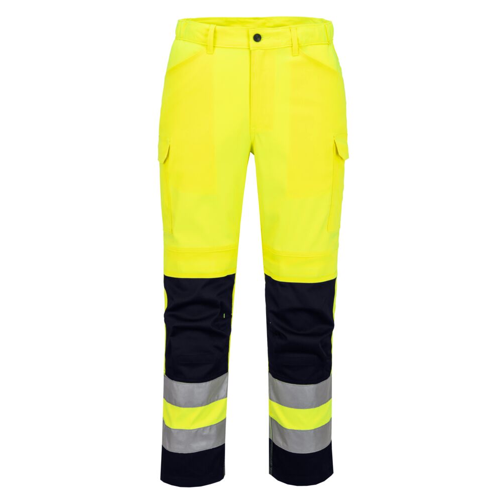 Pantaloni da lavoro leggeri alta visibilità con inserti in rete classe 1/2 – Giallo/blu navy