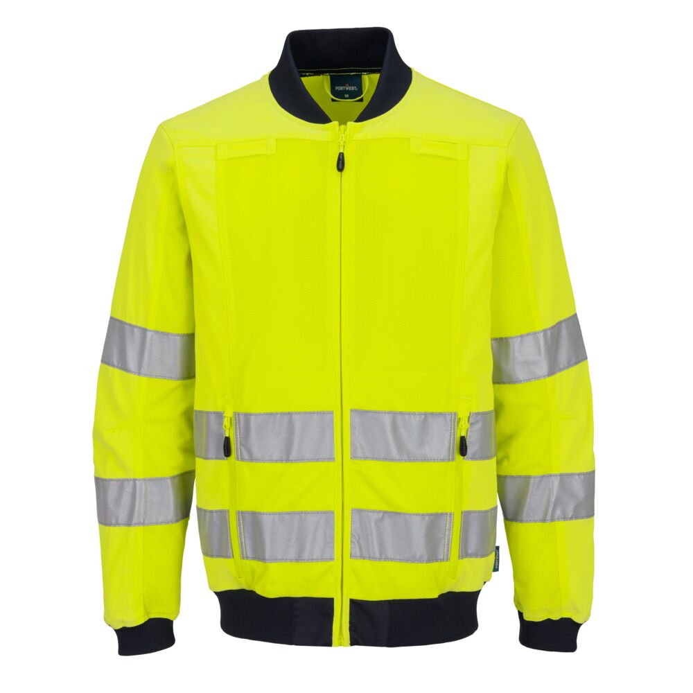 Giacca da lavoro alta visibilità con inserti in rete classe 2/3 – Giallo/blu navy