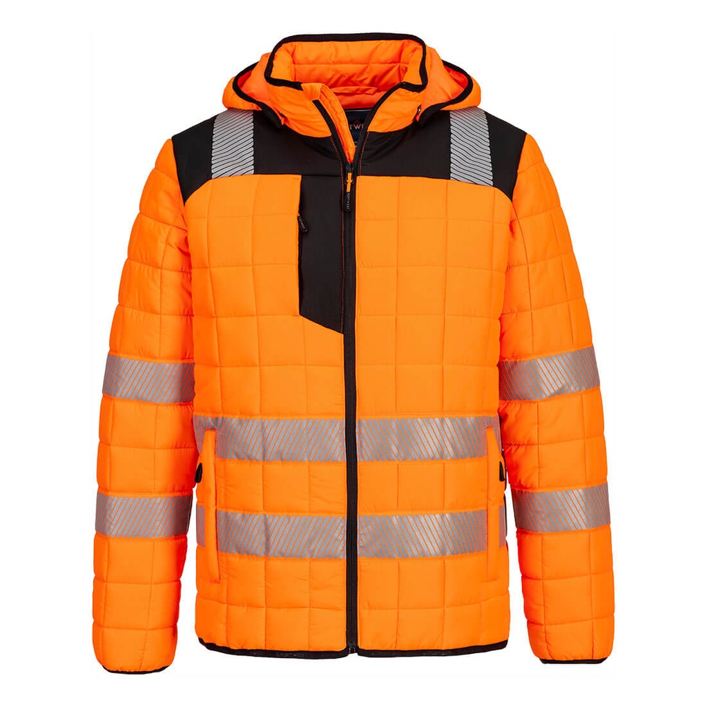 Giacca trapuntata a quadri alta visibilità PW3 classe 2/3 – Arancione/nero