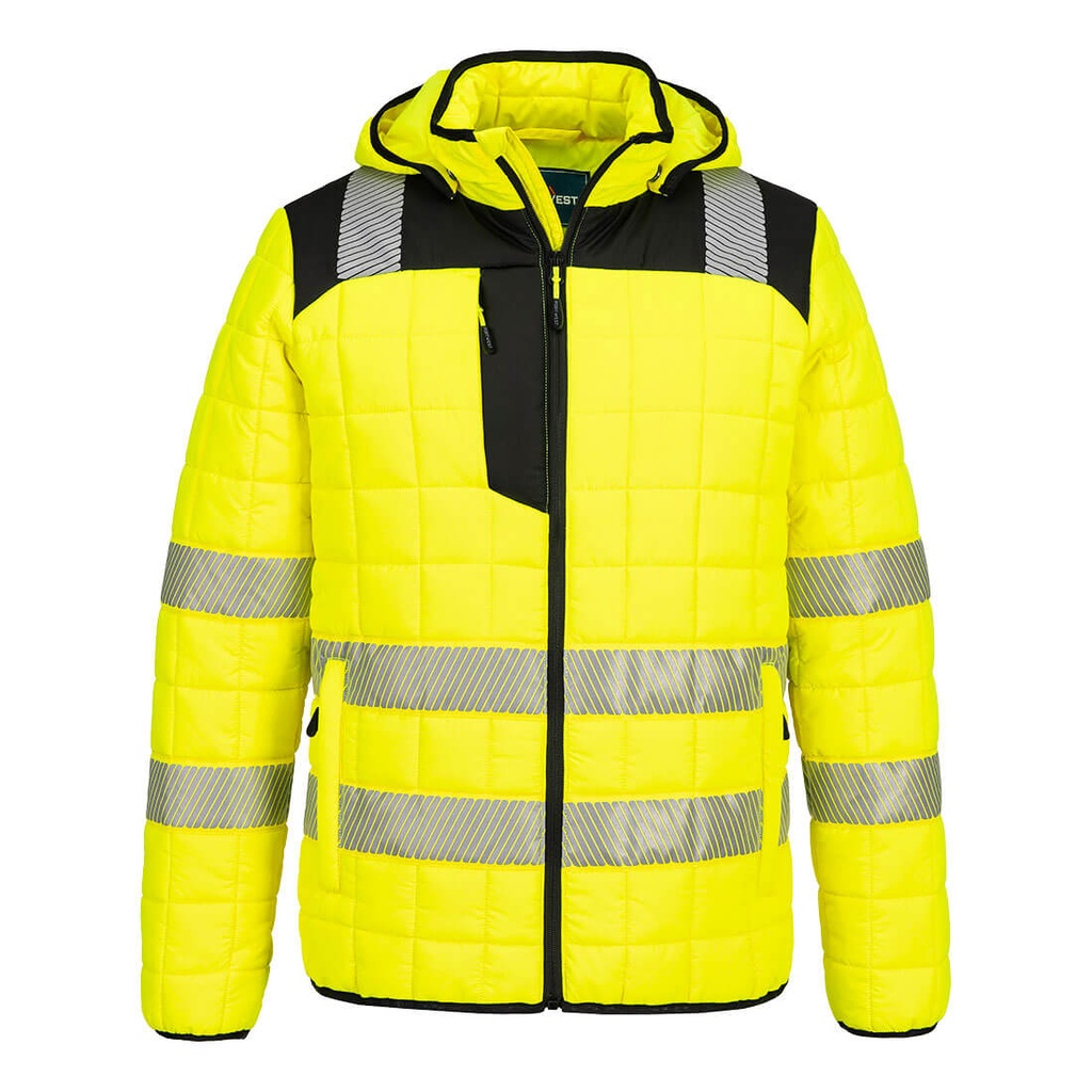 Giacca trapuntata a quadri alta visibilità PW3 classe 2/3 – Giallo/nero