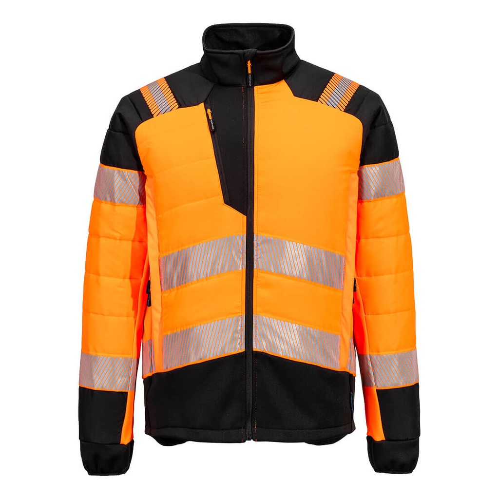 Giacca trapuntata ibrida alta visibilità PW3 classe 2 – Arancione/nero