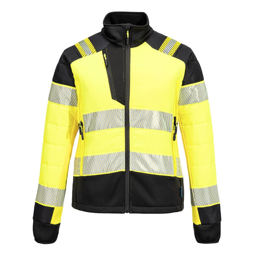 Giacca trapuntata ibrida da donna alta visibilità PW3 classe 1 – Giallo/nero