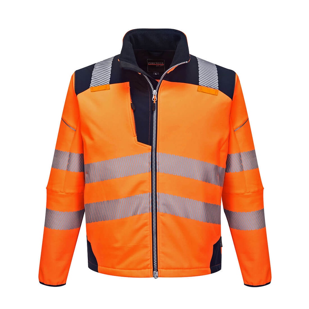 Giacca softshell alta visibilità PW3 (3L) classe 2/3 – Arancione/blu navy