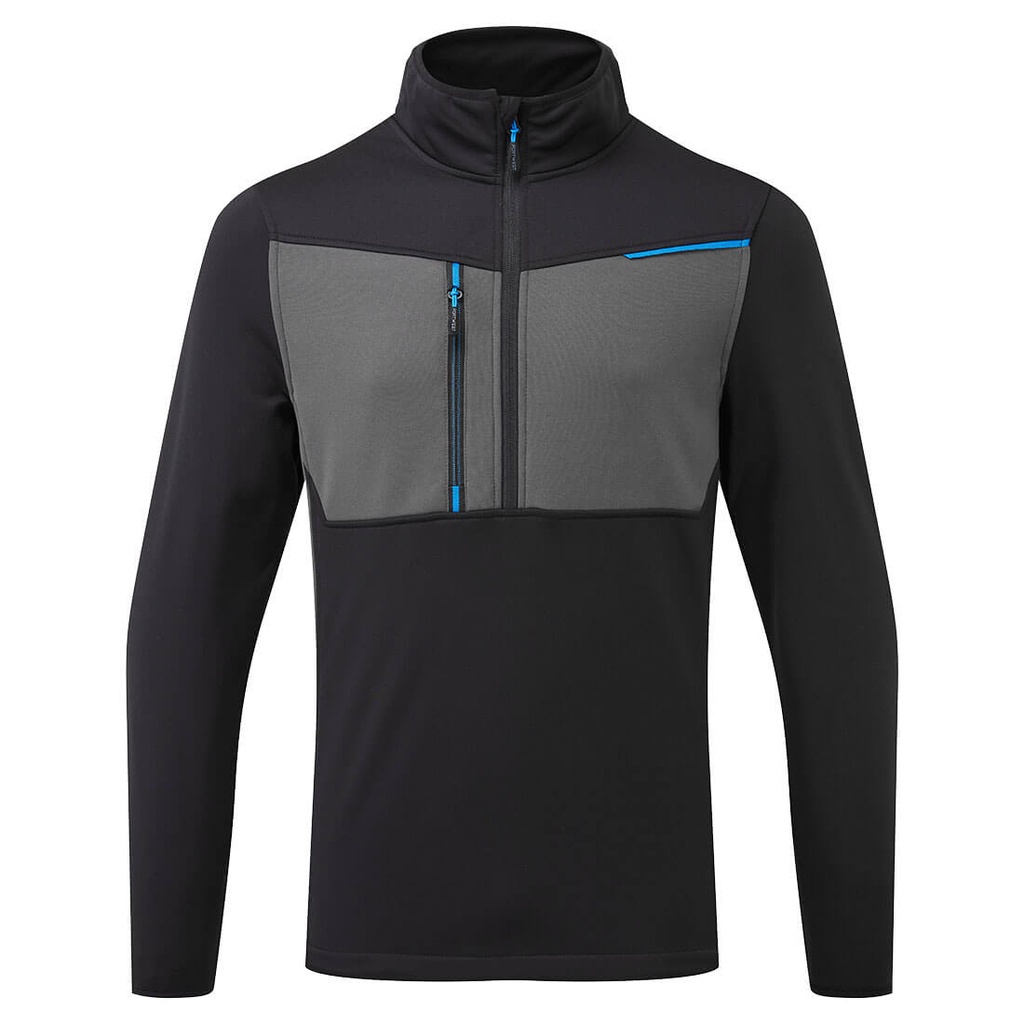 Pile tecnico WX3 con mezza zip – Nero