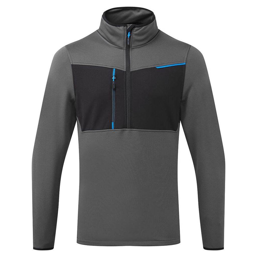 Pile tecnico WX3 con mezza zip – Grigio metallo