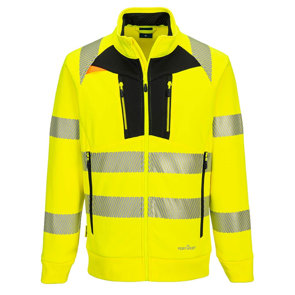 Felpa alta visibilità DX4 collo alto con zip classe 2/3 – Giallo/nero