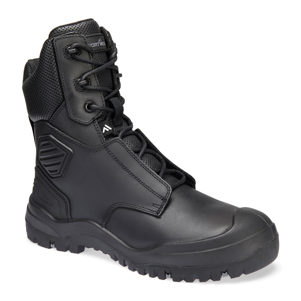 Stivale antinfortunistico alto in pelle acciaio S3 SC HRO HI CI LG SR FO – Nero