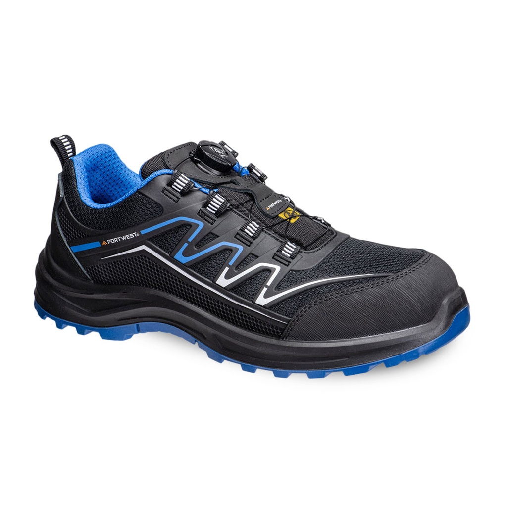 Scarpa antinfortunistica sportiva in KPU e rete composito S1PS ESD SR FO – Nero/blu
