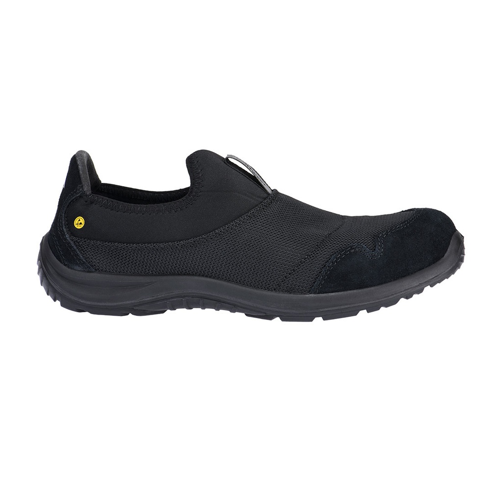 Scarpa antinfortunistica senza lacci in tessuto puntale in acciaio S1P SR FO ESD – Nero
