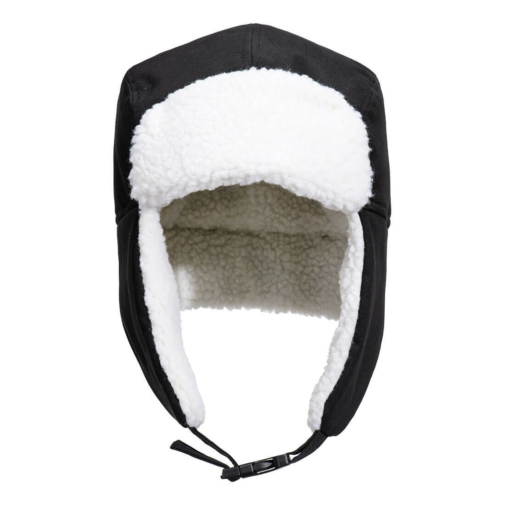 Cappello trapper con paraorecchie foderato sherpa – Nero