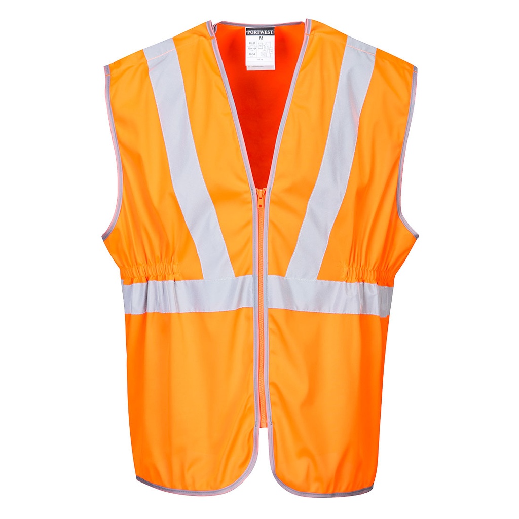 Gilet lungo alta visibilità con zip e sganci di sicurezza classe 2 – Arancione