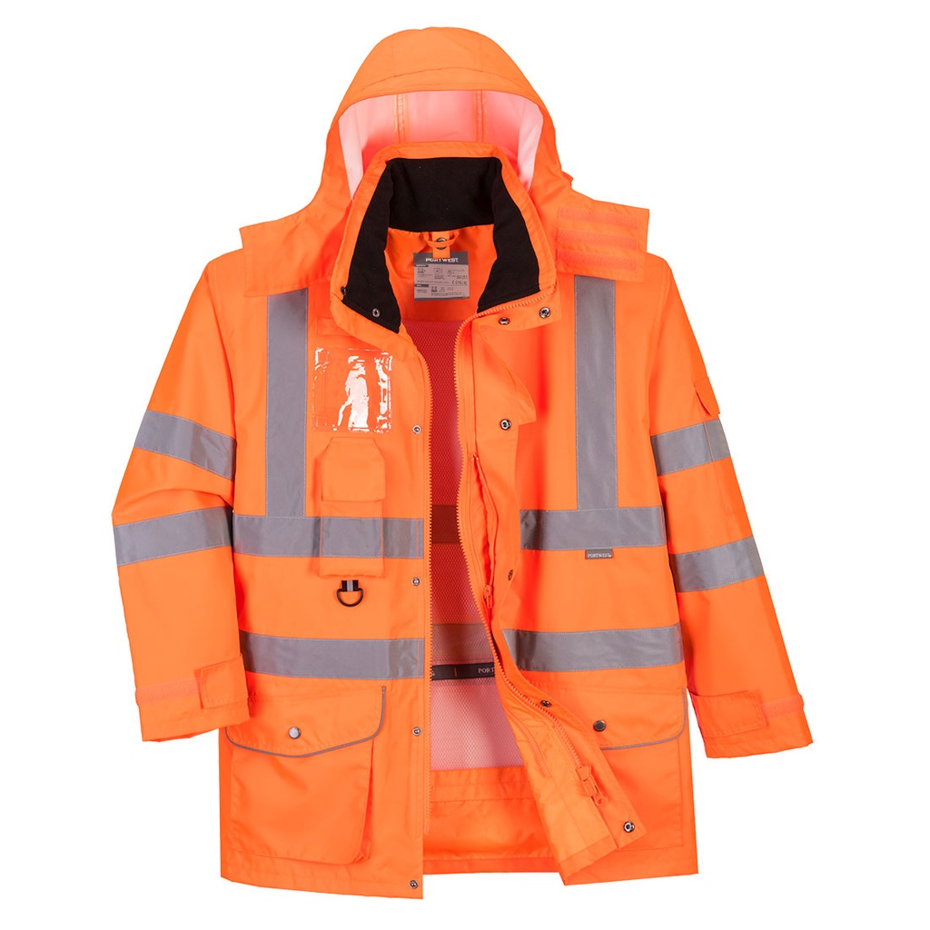 Giacca Traffic 7 in 1 traspirante alta visibilità arancione classe 3 – Arancione