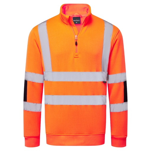 Felpa in maglia alta visibilità con mezza zip classe 3