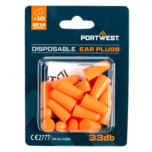 PU Foam Ear Plugs Blister Pack (10 Pairs)