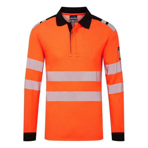 Polo manica lunga ignifuga alta visibilità arancione PW3 Modaflame classe 3