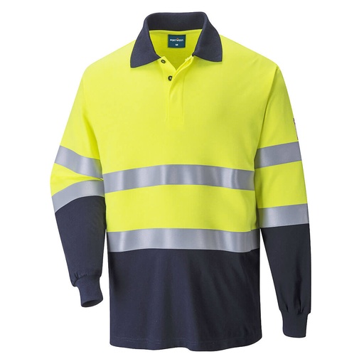 Polo manica lunga ignifuga alta visibilità bicolore Modaflame classe 2