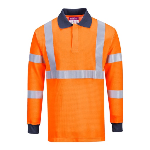 Polo manica lunga ignifuga alta visibilità arancione Modaflame classe 3