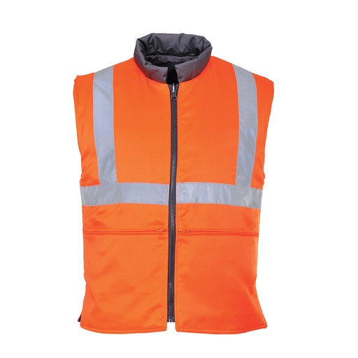 Gilet imbottito reversibile alta visibilità arancione/grigio classe 2